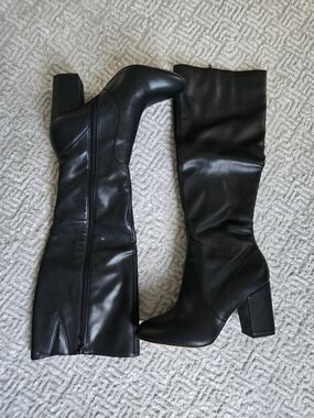 Aldo Black Knee-High Block Heel Boots